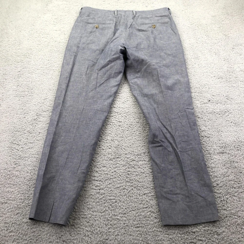 J.Crew Pants Mens 31x30 Blue Chambray Dress Flat Front Slim Straight Ludlow